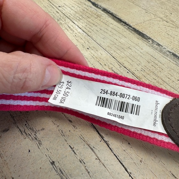 Abercrombie & Fitch Pink and Brown Belt with Gold Buckle - Picture 2 of 5